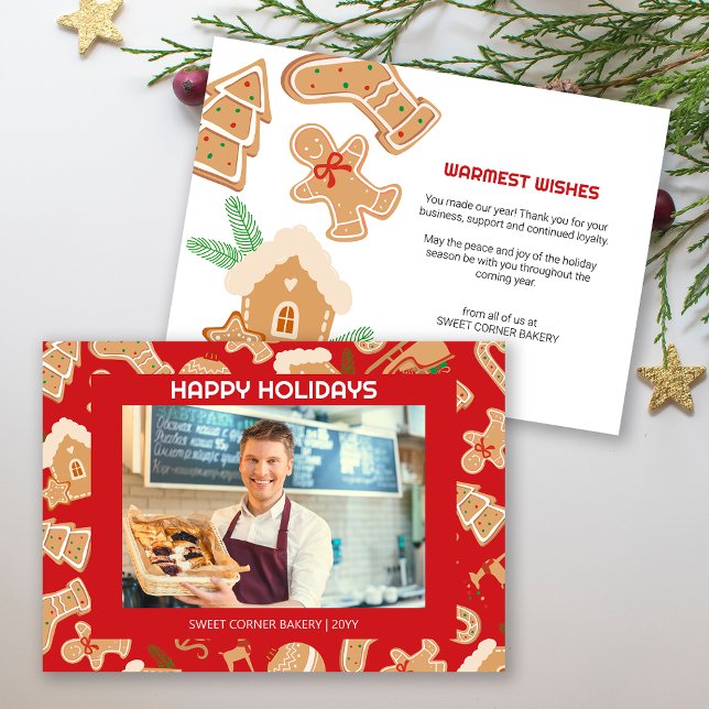 Helgdag av Photo Bakery Gingertea-Tacken Inbjudningar (Photo Bakery Gingerbread Thank You Holiday Card)