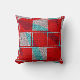 Helgdag av Red Blue Sticka Knitting Kudde