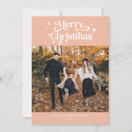 Helgdag av Retro Rosa-julfotkort Julkort