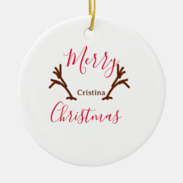 helgdag av rödbrunt renhorn av god jul julgransprydnad keramik