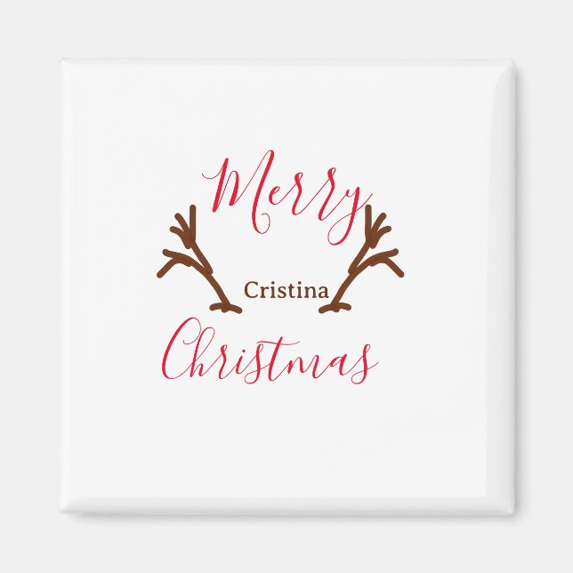 helgdag av rödbrunt renhorn av god jul magnet (Framsidan)