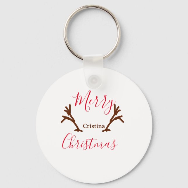 helgdag av rödbrunt renhorn av god jul nyckelring (Framsida)