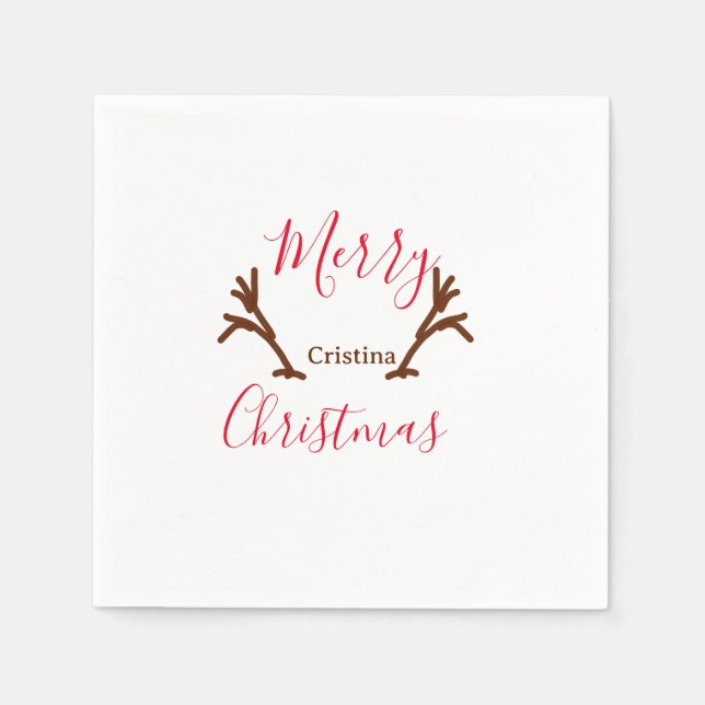 helgdag av rödbrunt renhorn av god jul pappersservett (Framsidan)