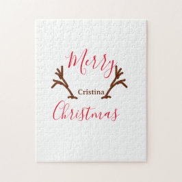 helgdag av rödbrunt renhorn av god jul pussel