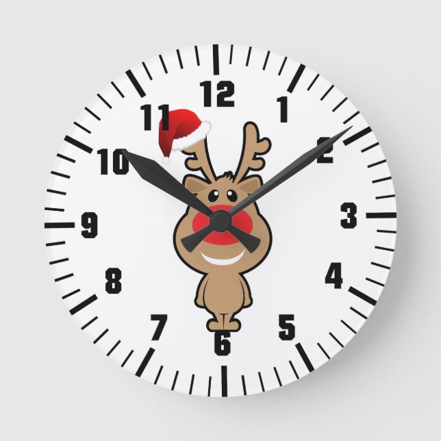 Helgdag av roligt jultomte rund klocka (Framsida)