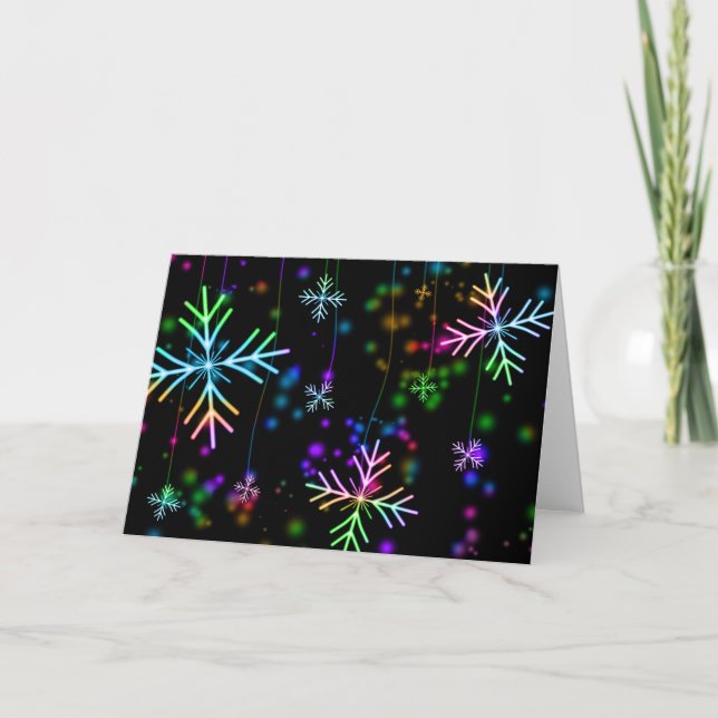 helgdag av snöflingor-christmas med flera färger helgkort (Framsida)