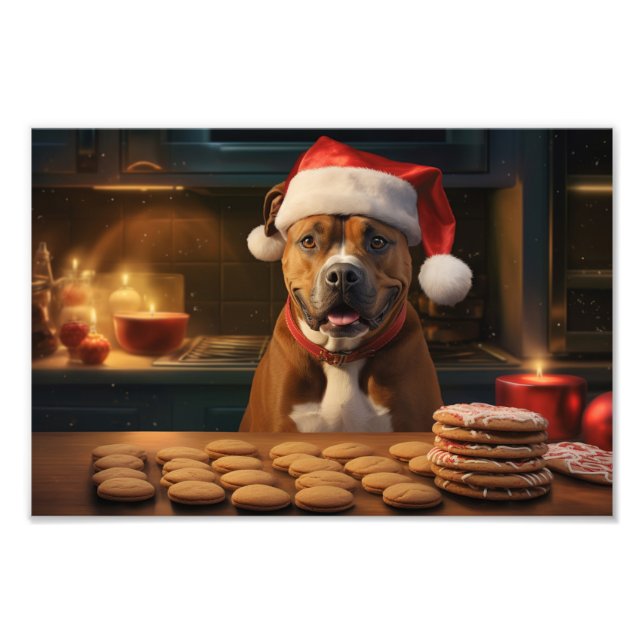 Helgdag av StaffordTerrier-jultomten Fototryck (Framsidan)