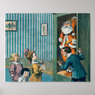 Helgdag av vintage i jultomten poster