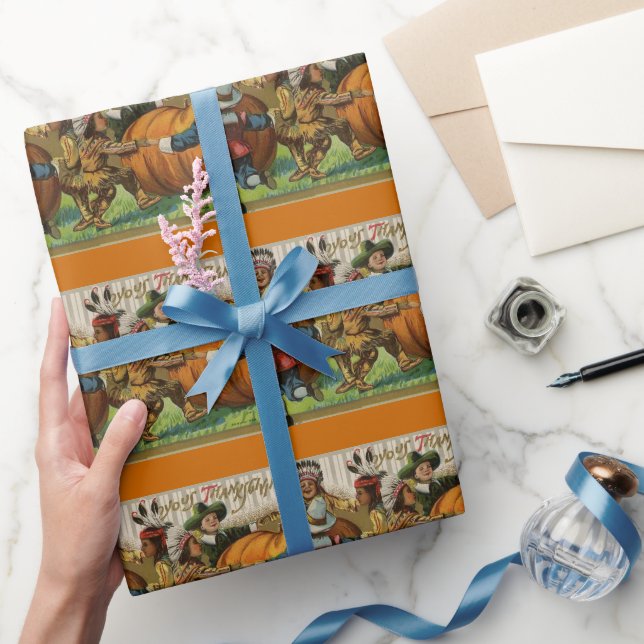 Helgdag av vintagens Thanksgiving som omsluter pap Presentpapper (Gifting)