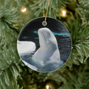 Helgdag av Vita Beluga Whale Julgransprydnad Keramik