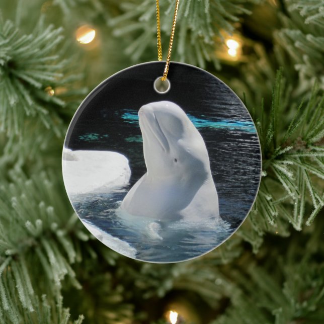 Helgdag av Vita Beluga Whale Julgransprydnad Keramik (Träd)