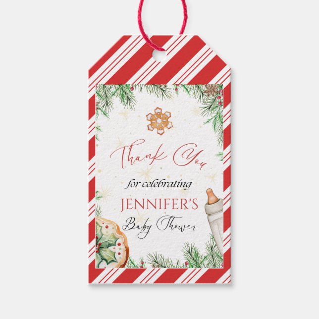 Helgdag Baby Shower för vattenfärg-julen - nybörja Presentetikett (Framsidan)