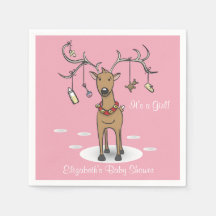 Helgdag Baby Shower Girl Rosa Napkin