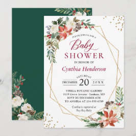 Helgdag Baby Shower Julafton Poinsettia Blommigt G Inbjudningar