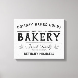 Helgdag Bakd Goods Vintage Farmhouse Namn Canvastryck