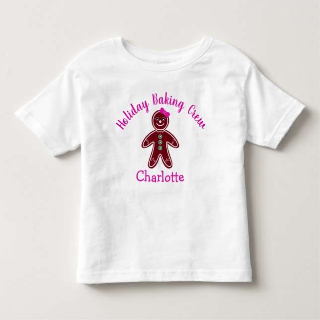 Helgdag Baking Crew Gingertea Flickjul T Shirt (Framsida)