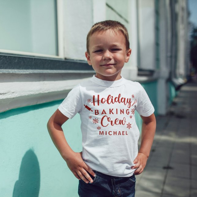 Helgdag Baking Crew Kids Shirt with Namn T (Skapare uppladdad)