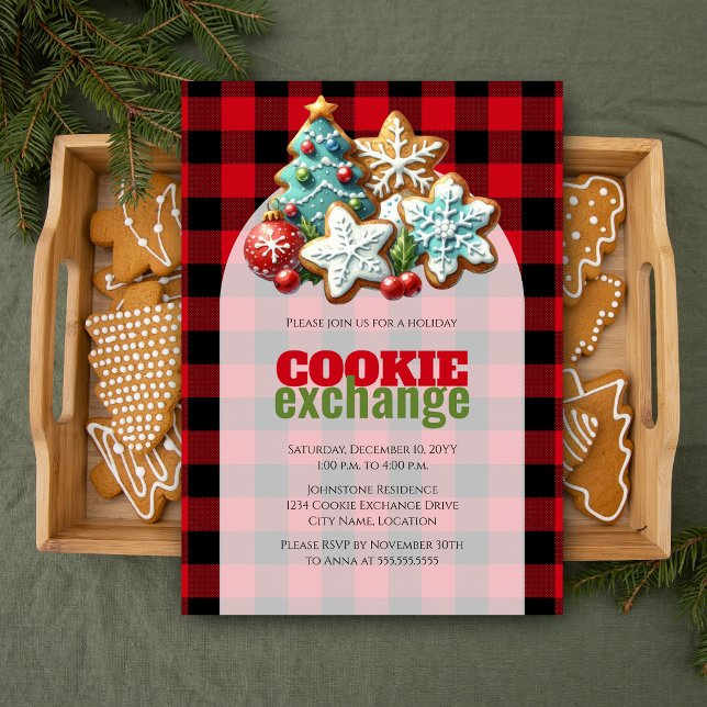 Helgdag Baking-julcookie-växling Inbjudningar (Christmas holiday cookie exchange customizable invitation)