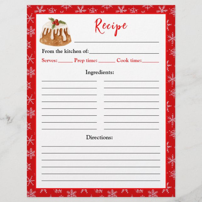 Helgdag Baking julpudding Recipe Page Reklamblad (Framsidan)