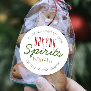Helgdag Baking Spirits Bright Whisk Festive Julaft Runt Klistermärke