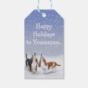 Helgdag Basset Hounds Gift-Märkre Presentetikett
