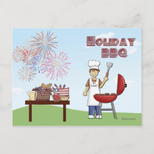 Helgdag BBQ-vykort för inbjudan Vykort