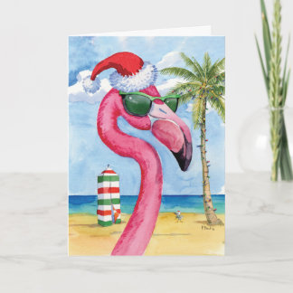 Helgdag Beach Animals-Flamingo - God jul Kort
