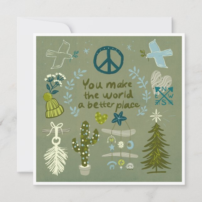 Helgdag-bekräftelse Peace Kärlek Beach-presentkort Julkort (Framsida)