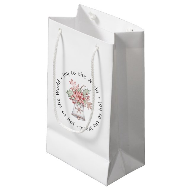Helgdag Bell med poinsettia Gift Bag - liten (Framsidan Vinklad)