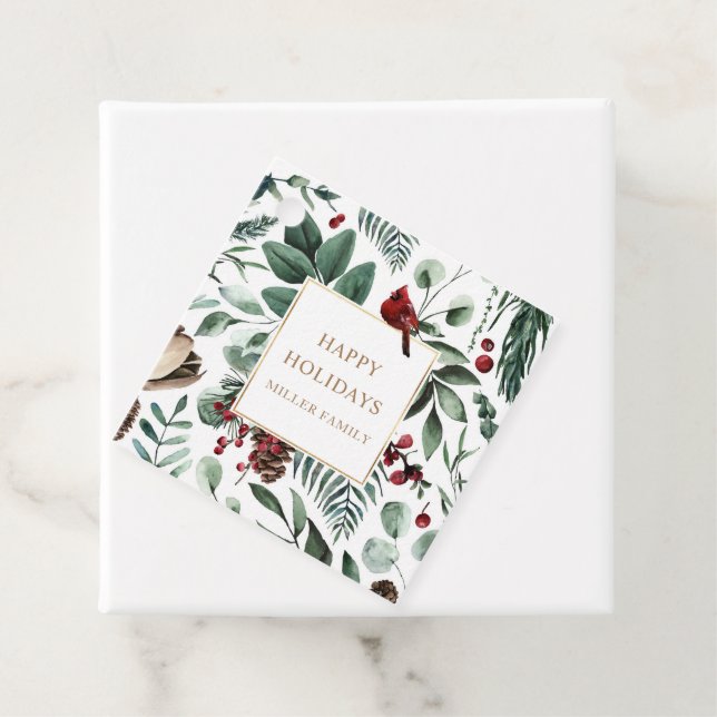 Helgdag Berries Greenery Glad helg Gåvor Etiketter (På plats)