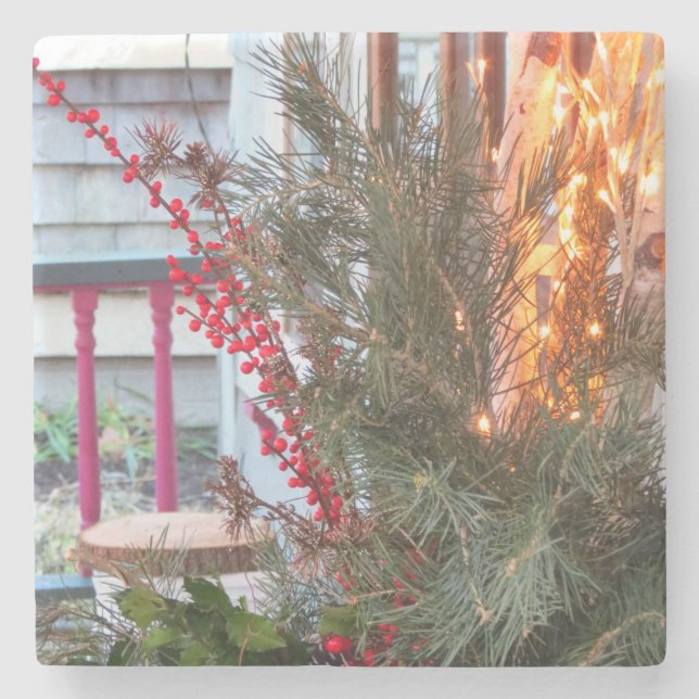 Helgdag Berries och Ljus - Martha's Vineyard Stenunderlägg (Framsidan)