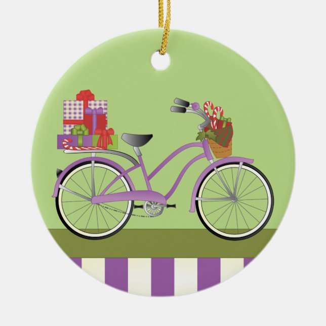 Helgdag Bicycle Julgransprydnad Keramik (Framsidan)