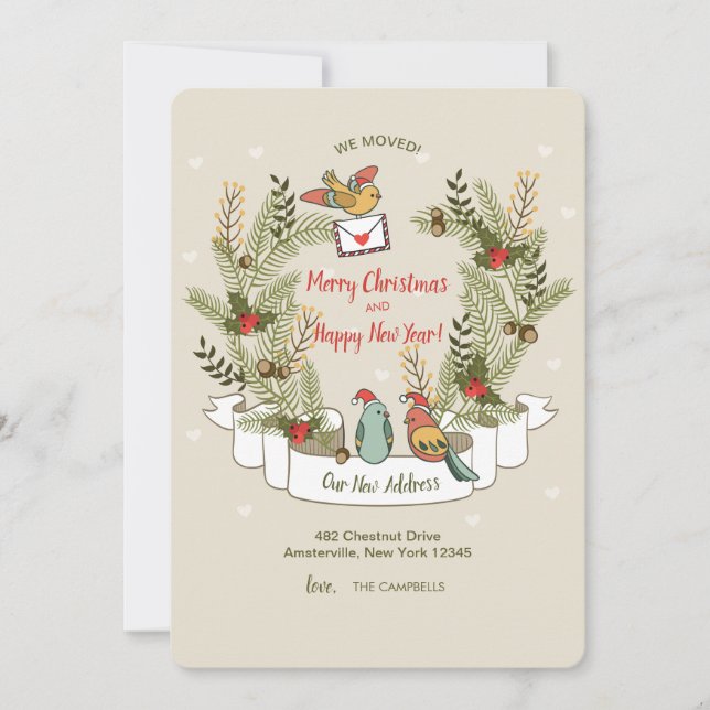 Helgdag Birds Flytta Announcement Inbjudningar (Framsida)