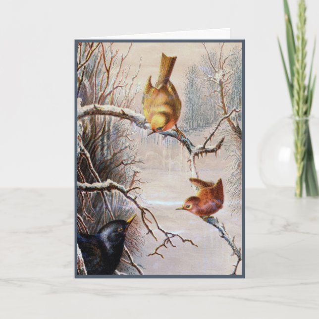 Helgdag Birds Victorian julkort Kort (Framsida)
