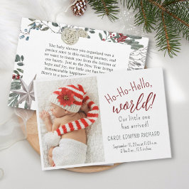 Helgdag Birth Stats Announcement Baby Shower Photo Tack Kort