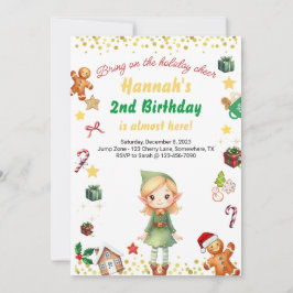 Helgdag Birthday Girl Winter Elf jul Inbjudningar