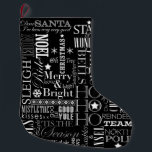 Helgdag Blackboard Stil-julklapp Stor Julstrumpa<br><div class="desc">Alla Helgdag-/julstämningar på en smart svart- och vit typografisk julstock i svart stil. För smart décor från säsong och en fullt med perfekt från Helgdag cheer också.</div>