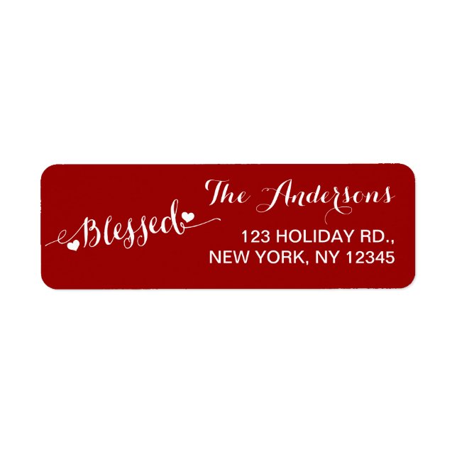 Helgdag Blessings Red White | Returadressetikett Returadress Etikett (Framsidan)