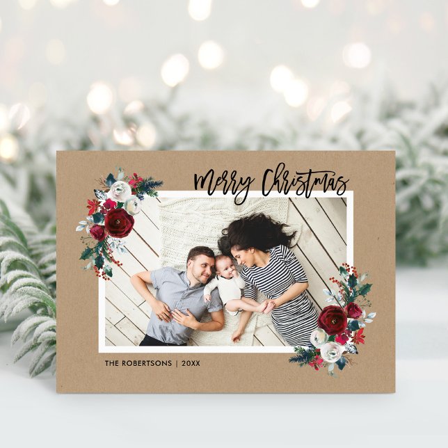Helgdag Blommigt 2 Fotomilad jul Helgkort (Skapare uppladdad)