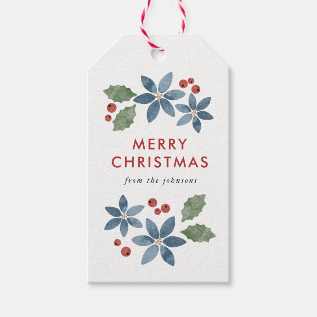 Helgdag Blommigt Gift-Märkre Presentetikett (Framsidan)