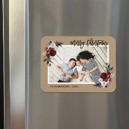 Helgdag Blommigt - Julfotopapper Magnet