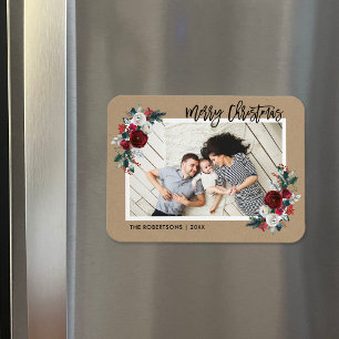 Helgdag Blommigt - Julfotopapper Magnet