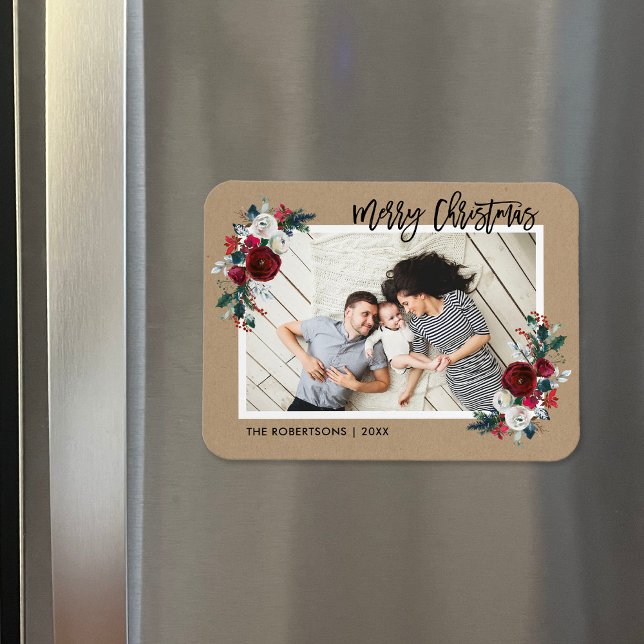 Helgdag Blommigt - Julfotopapper Magnet (Skapare uppladdad)
