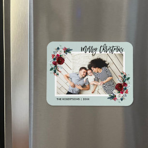 Helgdag Blommigt - Julfotopapper Magnet