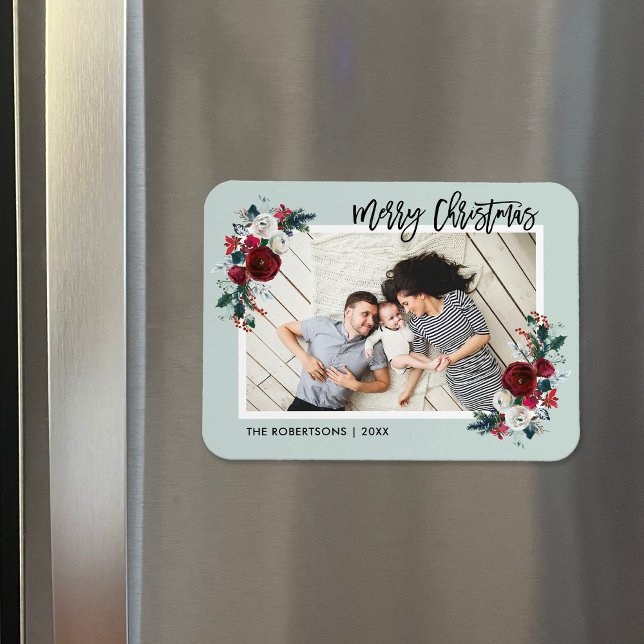 Helgdag Blommigt - Julfotopapper Magnet (Skapare uppladdad)