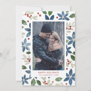 Helgdag-Blommigt - platta fotokort Julkort