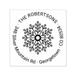 Helgdag Blommigt Snowflake Round Returadress Självfärgande Stämpel