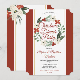 Helgdag Blommigt Utandning jul Middag Party Inbjudningar