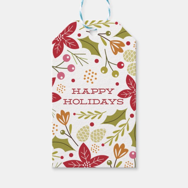 Helgdag Blommigtar - Glad helg Gift Märkres Presentetikett (Framsidan)