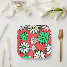 Helgdag Bloom: Festive Red & Grönt Papper Tallrika
